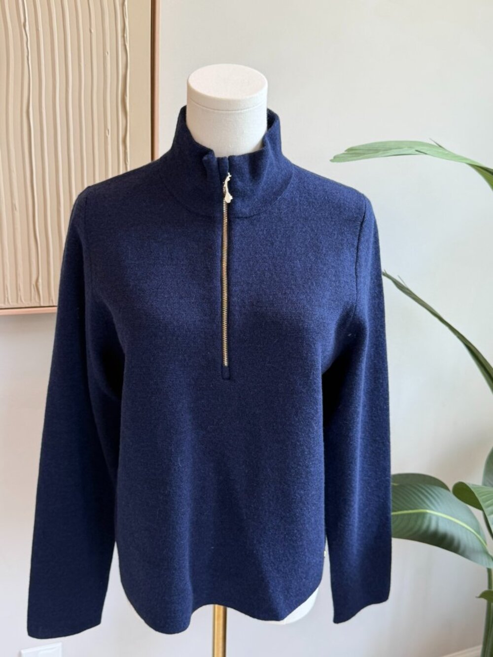 NWT WoolLand Norway Premium Wood Wear 1/2 Zip Sweater Blue L